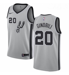 Mens Nike San Antonio Spurs 20 Manu Ginobili Swingman Silver Alternate NBA Jersey Statement Edition