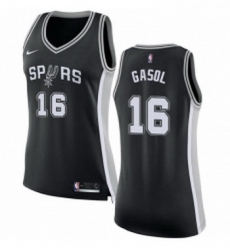 Womens Nike San Antonio Spurs 16 Pau Gasol Swingman Black Road NBA Jersey Icon Edition 