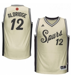 Youth Adidas San Antonio Spurs 12 LaMarcus Aldridge Swingman Cream 2015 16 Christmas Day NBA Jersey