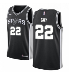 Youth Nike San Antonio Spurs 22 Rudy Gay Swingman Black Road NBA Jersey Icon Edition 