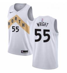 Mens Nike Toronto Raptors 55 Delon Wright Swingman White NBA Jersey City Edition