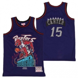 Raptors 15 Vince Carter Purple Hardwood Classics Skull Edition Jersey