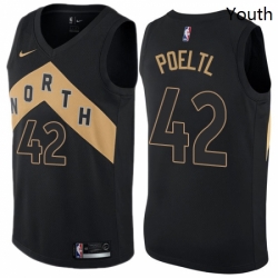 Youth Nike Toronto Raptors 42 Jakob Poeltl Swingman Black NBA Jersey City Edition