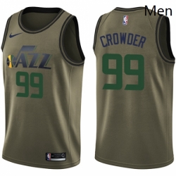 Mens Nike Utah Jazz 99 Jae Crowder Swingman Green Salute to Service NBA Jersey 