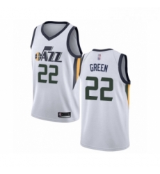 Mens Utah Jazz 22 Jeff Green Authentic White Basketball Jersey Association Edition 