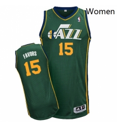 Womens Adidas Utah Jazz 15 Derrick Favors Authentic Green Alternate NBA Jersey