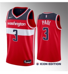 Men Washington Wizards 3 Chris Paul Red Icon Edition Stitched Jersey