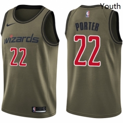 Youth Nike Washington Wizards 22 Otto Porter Swingman Green Salute to Service NBA Jersey 