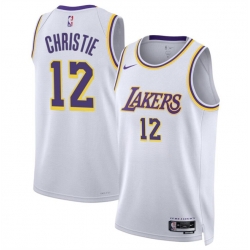 Men Los Angeles Lakers 12 Max Christie White 2024 Association Edition Stitched Basketball Jersey