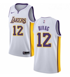 Womens Nike Los Angeles Lakers 12 Vlade Divac Swingman White NBA Jersey Association Edition