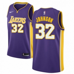 Womens Nike Los Angeles Lakers 32 Magic Johnson Authentic Purple NBA Jersey Icon Edition