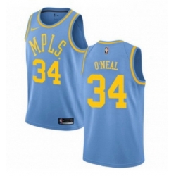 Womens Nike Los Angeles Lakers 34 Shaquille ONeal Swingman Blue Hardwood Classics NBA Jersey