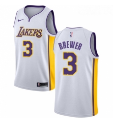 Youth Nike Los Angeles Lakers 3 Corey Brewer Swingman White NBA Jersey Association Edition 