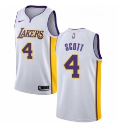 Youth Nike Los Angeles Lakers 4 Byron Scott Authentic White NBA Jersey Association Edition