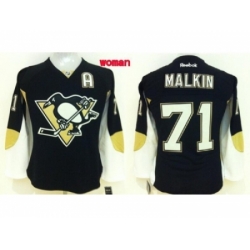 Women NHL Pittsburgh Penguins #71 Evgeni Malkin black jerseys