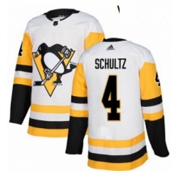 Womens Adidas Pittsburgh Penguins 4 Justin Schultz Authentic White Away NHL Jersey 