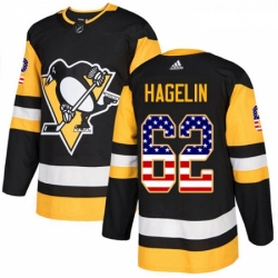 Youth Adidas Pittsburgh Penguins 62 Carl Hagelin Authentic Black USA Flag Fashion NHL Jersey 