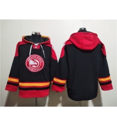 Men Atlanta Hawks Blank Black Red Lace Up Pullover Hoodie