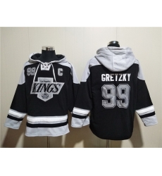 Men Los Angeles Kings 99 Wayne Gretzky Black Ageless Must Have Lace Up Pullover Hoodie