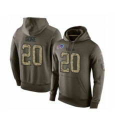 Football Mens Buffalo Bills 20 Frank Gore Green Salute To Service Pullover Hoodie