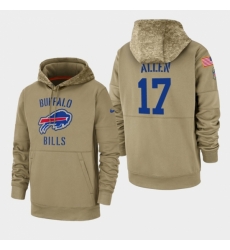 Mens Buffalo Bills 17 Josh Allen 2019 Salute to Service Sideline Therma Pullover Hoodie Tan