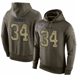 NFL Nike Buffalo Bills 34 Thurman Thomas Green Salute To Service Mens Pullover Hoodie