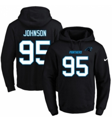 NFL Mens Nike Carolina Panthers 95 Charles Johnson Black Name Number Pullover Hoodie