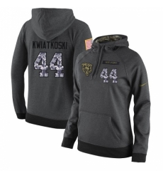 NFL Womens Nike Chicago Bears 44 Nick Kwiatkoski Stitched Black Anthracite Salute to Service Player Performance Hoodie