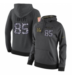 NFL Womens Nike Cincinnati Bengals 85 Tyler Eifert Stitched Black Anthracite Salute to Service Player Performance Hoodie