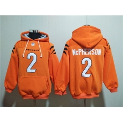 Men Cincinnati Bengals 2 Evan McPherson Orange Pullover Hoodie