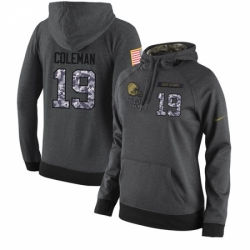 NFL Womens Nike Cleveland Browns 19 Corey Coleman Stitched Black Anthracite Salute to Service Player Performance Hoodie