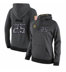 NFL Womens Nike Cleveland Browns 25 Calvin Pryor Stitched Black Anthracite Salute to Service Player Performance Hoodie