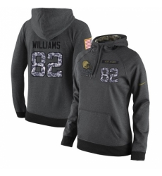 NFL Womens Nike Cleveland Browns 82 Kasen Williams Stitched Black Anthracite Salute to Service Player Performance Hoodie