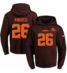 NFL Mens Nike Cleveland Browns 26 Derrick Kindred Brown Name Number Pullover Hoodie