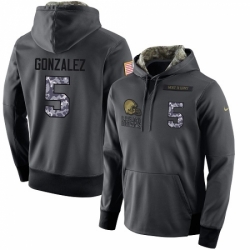 NFL Mens Nike Cleveland Browns 5 Zane Gonzalez Stitched Black Anthracite Salute to Service Player Performance Hoodie