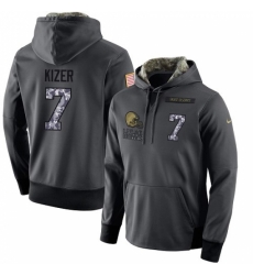 NFL Mens Nike Cleveland Browns 7 DeShone Kizer Stitched Black Anthracite Salute to Service Player Performance Hoodie