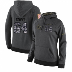 NFL Womens Nike Dallas Cowboys 64 Jonathan Cooper Stitched Black Anthracite Salute to Service Player Performance Hoodie