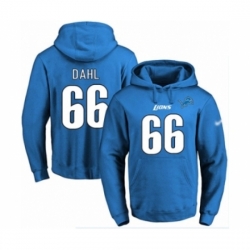 Football Mens Detroit Lions 66 Joe Dahl Blue Name Number Pullover Hoodie