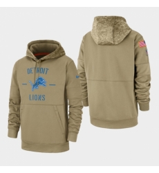 Mens Detroit Lions Tan 2019 Salute to Service Sideline Therma Pullover Hoodie