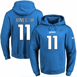 NFL Mens Nike Detroit Lions 11 Marvin Jones Jr Blue Name Number Pullover Hoodie