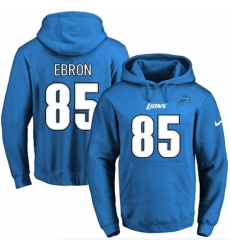 NFL Mens Nike Detroit Lions 85 Eric Ebron Blue Name Number Pullover Hoodie