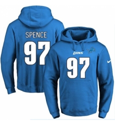 NFL Mens Nike Detroit Lions 97 Akeem Spence Blue Name Number Pullover Hoodie