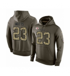 Football Mens Kansas City Chiefs 23 Armani Watts Green Salute To Service Pullover Hoodie