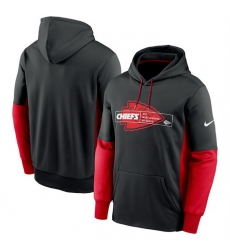 Men Kansas City Chiefs Black Color Block Fleece Performance Pullover Hoodie