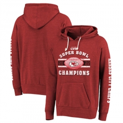 Men Kansas City Chiefs Red Super Bowl LVII Champions Always Champs Tri Blend Pullover Hoodie