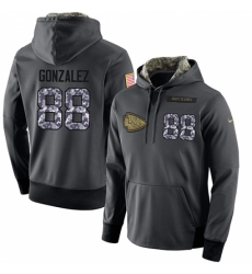 NFL Mens Nike Kansas City Chiefs 88 Tony Gonzalez Stitched Black Anthracite Salute to Service Player Performance Hoodie