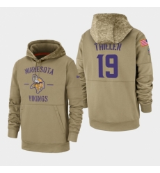 Mens Minnesota Vikings 19 Adam Thielen 2019 Salute to Service Sideline Therma Pullover Hoodie Tan