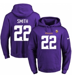 NFL Mens Nike Minnesota Vikings 22 Harrison Smith Purple Name Number Pullover Hoodie