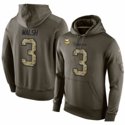 NFL Nike Minnesota Vikings 3 Blair Walsh Green Salute To Service Mens Pullover Hoodie