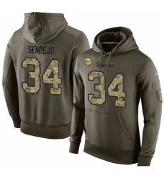 NFL Nike Minnesota Vikings 34 Andrew Sendejo Green Salute To Service Mens Pullover Hoodie